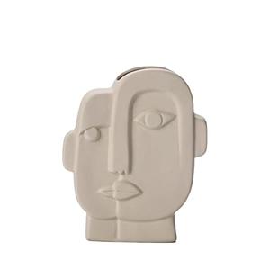 No Brand Nordic Home Decoration Ceramic Vase White Funny Face Shape Decor Flower Arrangement Gifts Living Room Bedroom Countertop Specific