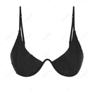 ZAFUL  Swimsuit Top for Women Ribbed String Bikini Top 2024  Black XS 