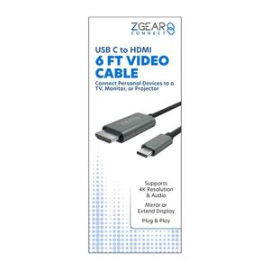 Zgear USB-C to HDMI Cable 6 Foot Supports 4K Resolution & Audio Plug & Play