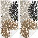 Brown Dahlia Flower Hand Towels Set of 2 Black and Grey Spring Floral Kitchen Towel Microfiber Seasonal Summer Holiday Farmhouse Decorative Towels 13.8"X29.1" for Bath Gym