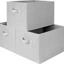 StorageWorks Storage Baskets for Shelves, Fabric Storage Bins, Closet Organization and Storage Basket, Organizer Bins for Clothes, Grey (Cotton-Linen), 3-Pack, Large