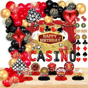 Casino Theme Party Decorations, Casino Birthday Decorations Supplies, Las Vegas Party Decoration, Poker Happy Birthday Backdrop