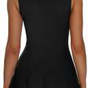 NIASHOT Women's Athletic Dress Mini U Neck Sleeveless Built in Shorts with Pockets Tennis Golf Graduation (Black, M)