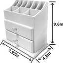 White Wood Cosmetics Organizer Makeup & Beauty Accessories Storage Rack with Drawers for Neat & Organize Storing of Makeup Tools Small Accessories at Home & Office Vanities & Bathroom Counter-top