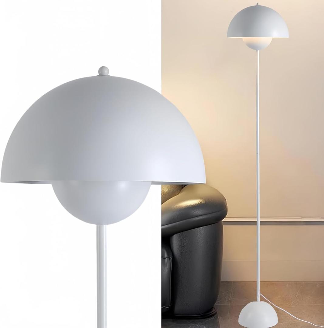 COSYLUX Modern Floor Lamp for Living Room, Industrial Tall Standing Lamp for Bedroom, Metal Shade Reflecting Light Reading Floor Lamp for Office, Nursery Room, Corner(Matte White)