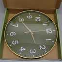 HZDHCLH Wall Clocks Battery Operated,12 inch Silent Non Ticking Modern Wall Clock for Living Room Bedroom Kitchen Office Classroom Decor (Olive Green and Gold)