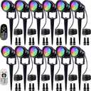 SUNVIE RGBW Low Voltage Landscape Lights Color Changing 12W LED Landscape Lighting Outdoor Waterproof Remote Control for Garden Yard Pathway Christmas Decorative Lighting, 12 Pack with Connector