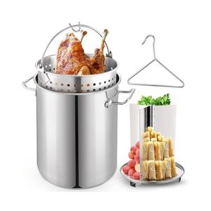 ARC 32QT Stainless Steel Stock pot 6-Piece For Seafood Boil Pot with Basket and Steamer Rack, Cookware for Crawfish Crab Shrimp Lobster Boiling Pot, Turkey Fryer Pot, Tamale Steamer Pot with Strainer