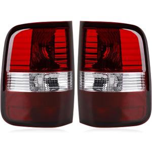 Tail Lights Compatible with 2004-2008 Ford F150 Halogen Type Smoked Red Brake Rear Lamp Taillights