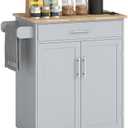 HOMCOM Kitchen Island Cart Rolling Trolley Cart with Drawer, Storage Cabinet & Towel Rack, Gray