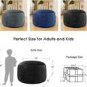 Bean Bag Chairs for Adults - Memory Foam Furniture BeanBag Chair - Kids/Teens Sofa with Soft Micro Fiber Cover - Round Fluffy Couch for Living Room Bedroom College Dorm, Carbon Black, Medium