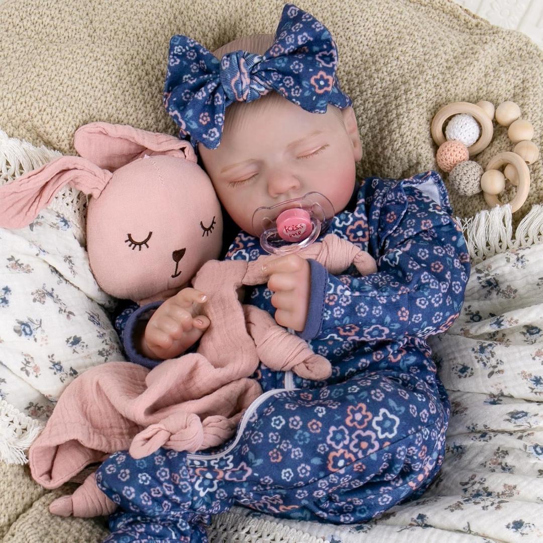 Aori 20 Inch Weighted Reborn Baby Doll - Hyper Realistic Lifelike Newborn Girl with Outfit, Collectible Soft Body Baby Doll for Girls Age 3 for Christmas/Birthday (Blue)