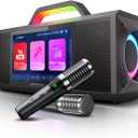 Karaoke Machine for Adults - with Lyrics Display and Screen, Professional Karaoke System, 2 Wireless Mics, 200W Peak Power, Free Karaoke App, Portable Karaoke Speaker for Home Party and Any Occasion