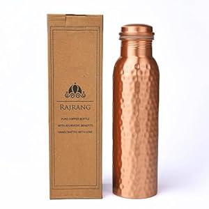 RAJRANG Pure Copper Water Bottle 34 oz Leak Proof Design Vessel Ayurveda Health Pitcher for Sport Fitness Yoga 1000 ml