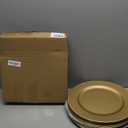 Okllen 12 Pack Plastic Gold Charger Plates, 13" Round Beaded Charger Plates for Wedding, Catering Event, Tabletop Decor