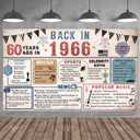 60th Birthday Party Decorations, Vintage Back in 1966 Banner, 60 Year Old Birthday Party Poster Supplies, 1966 Backdrop Photography Background for Men Women, 60th Birthday Party Gift