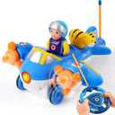 Remote Control Airplane for Kids - Birthday Gifts for Boys Toddlers Ages 18+ Months, 2 3 4 5 Year Old, RC Cartoon Aircraft Toy with Lights, Music and Easy Control