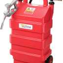 16 Gallon Fuel Caddy, Portable Fuel Storage Tank with Wheels, Gas Caddy with 12V DC Self-priming Gasoline Oil Fuel Transfer Reverse Pumping Pump for Cars, Lawn Mowers, ATVs, Boats & More