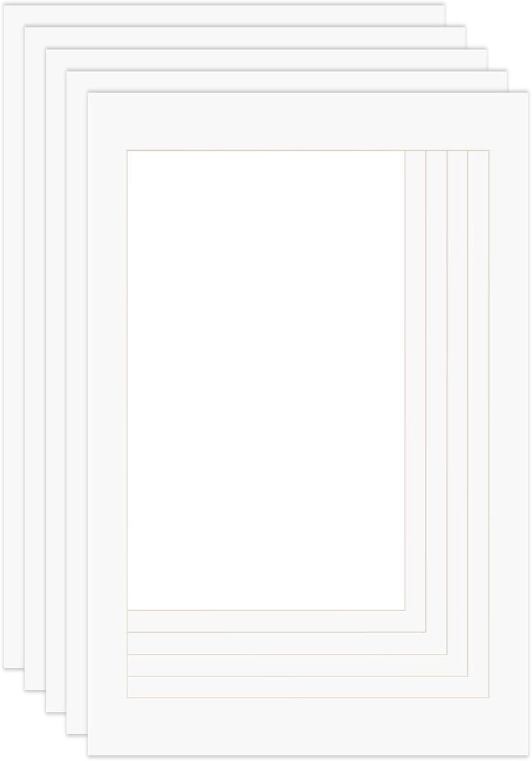 ZBEIVAN 24x36 White Picture Mats for 20x30 Pictures with Core Bevel Cut Frame Mattes - Pack of 5