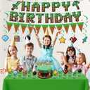 Birthday Party Supplies,Anime Theme Style Party Decorations Include Happy Birthday Banner,Pennant Banner,Cake Toppers,Cupcake Toppers and Hanging Swril