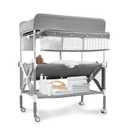 PEEKABU Portable Foldable Baby Changing Table Dresser Waterproof Diaper Changing Station with Wheels, Adjustable Height Changing Table Station Mobile Nursery Organizer for Newborn and Infant, Grey