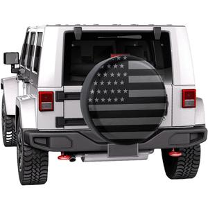 Spare Tire Cover for RV Trailer, 31.5''-32.5'' Waterproof Dustproof Wheel Cover with American USA Flag Pattern, PVC Leather Spare Tire Wheel Cover, Universal Car Accessories (17 Inch)