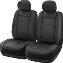 GIANT PANDA Front Seat Cover for Nissan, Piping Leather Seat Protectors Custom Fit Nissan Rogue Altima Sentra Versa Kicks Frontier Pathfinder Murano Maxima (Black) (Diamond Design)