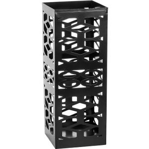 ZENFUN Metal Umbrella Holder Stand for Entryway, Square Umbrella Organizer, Walking Sticks Storage Bin Freestanding for Home, Office, Hotel, Black, 5.9 x 5.9 x 15.7 Inches