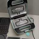 Bakers Friend 3 in 1 Mini Waffle Maker with Removable Plates, Mini Pancake Maker, Grilled Cheese Maker, Breakfast Sandwich Maker Press, Indoor Grill, Belgian Waffle Maker, Aqua