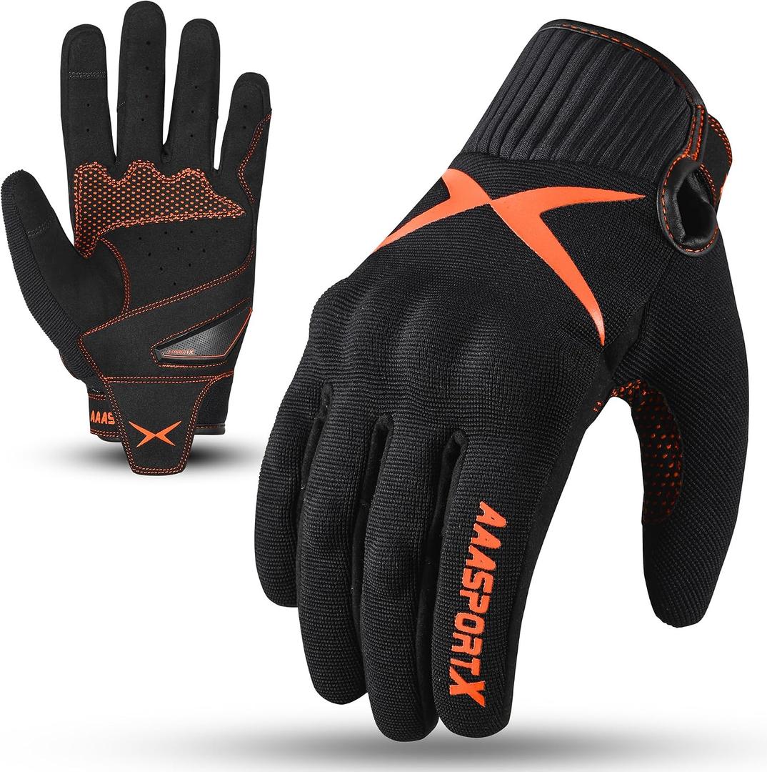 Breathable Motorcycle Gloves for Men with Kevlar & TPR Palm Protection Hard Knuckles Touchscreen (Black, XXL)