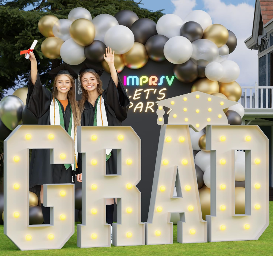 Graduation Decorations 2026, 4FT GRAD Light Up Letters for Class of 2026 Decorations, GRAD Marquee Letters Sign for Kindergarten Preschool High School Graduation Party Decor