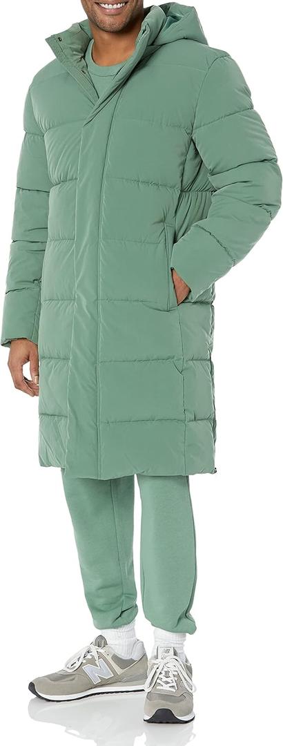Amazon Essentials Mens Hooded Long Puffer Coat (XX-Large Big Tall, Sage Green)