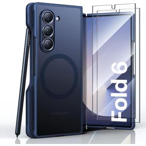 TORRAS Blue for Samsung Galaxy Z Fold 6 Case(ONLY), [Compatible with MagSafe] [Only Daily Protection] Shockproof Translucent Hard Back Slim Phone Case ONLY for Z Fold 6,Blue