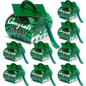 COTOPHER 36 Pcs Graduation Cap Gift Boxes with Tassel, Class of 2026 Graduation Candy Boxes Centerpieces for Tables Party Decorations, Mini Treat Chocolate Box Graduate Favors Supplies (Green)