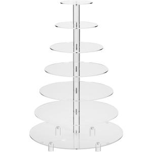 Jusalpha 7 Tier Round Acrylic Glass Cupcake Stand-cake stand-dessert stand, cupcake Tower 7 Tier With Base (7RF-S)