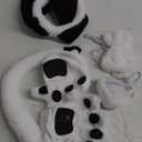 Black Dog Ears Headband Nose Tail Bowtie Paw, 5PCS Puppy Ears Costume Accessories Set for Adult Halloween Cosplay