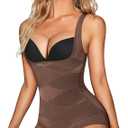 REYEOGO Shapewear Bodysuit for Women Tummy Control Butt Lifter Panty Hi-Waist Trainer Stomach Body Shaper Slimming Girdles (Medium, Chocolate Brown)