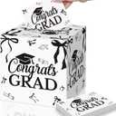 AmazingSpark Graduation Card Box Black Bow Congrats Grad Card Holder Boxes with 60PCS Advice Wishes Cards Grad Party Decorations Class of 2026 High School College Centerpiece Ceremony