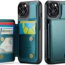 Vinich for iPhone 11 Pro Max Wallet Case with Card Holder, RFID Blocking Credit Slots Kickstand Shockproof Phone Cover for Women Men, Bluish Green