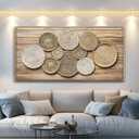 Large Wall Decor Canvas Painting Wall Art for Living Room Decor Weaving Disc Decorative Painting Wood Frame DecorPrint Artwork for Dining Room Bedroom Bathroom Kitchen Home Decor 24x48 in