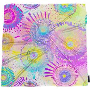 Floral Paisley Pattern Head Scarf Silk Feel Like Blue Vintage Flower Ethnic Folk Style Bandana Soft for Women Girls