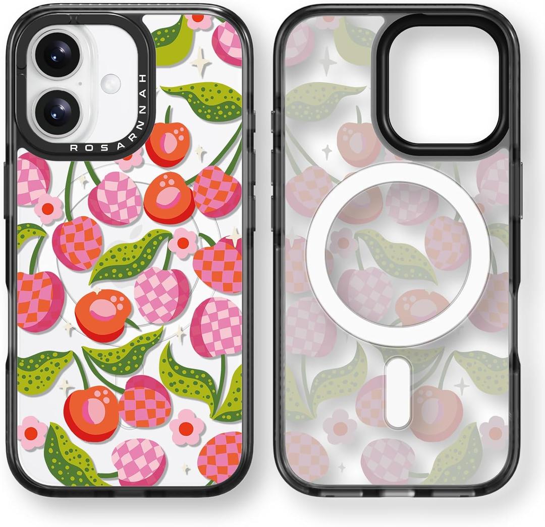 Magnetic for iPhone 16 Magsafe Case Cute - Durable Shockproof 6.6 ft Drop Impact Phone Case - Black Funny Checkered Cherry Design for iPhone 16 6.1" Magnetic for iPhone 16 Magsafe Case Cute - Durable Shockproof 6.6 ft Drop Impact Phone Case - Black Funny Checkered Cherry Design for iPhone 16 6.1"
