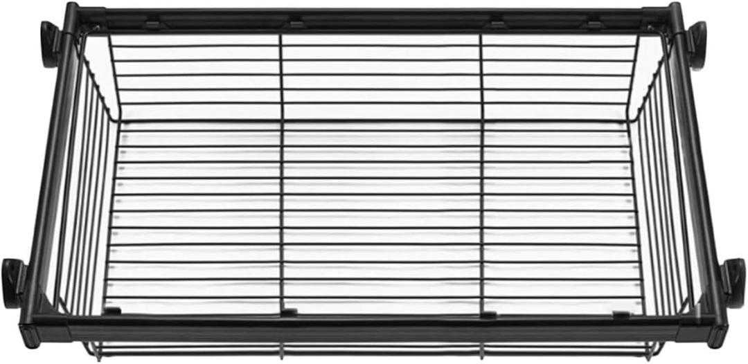 Wire Basket Slide Out Shelf Storage Organizer Bins, Large Stackable Bedroom Wardrobe Containers, Metal Adjustable Storage Baskets for Closet, Cabinet, Kitchen, Pantry