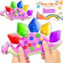 Pink Dinosaur Color Sorting Sensory Toy for Toddler Girls, Montessori Toys Fine Motor Skill Calm Down Fidget for Classroom Activities Aged 2 3 4 Year Old Kid Valentine Easter Basket Stuffers Gifts