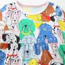 Bumeex Toddler Girl's Long Sleeve Dresses 2-7Y (#White Dog)