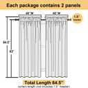 Lecloud Light Grey Sheer Curtains 63 Inch Length 2 Panels, Light Filtering Solid Voile Living Room Silver Gray Curtain & Panel, Dual Rod Pockets Gauzy Window Kitchen Bedroom Drapes, 40X63 Inches