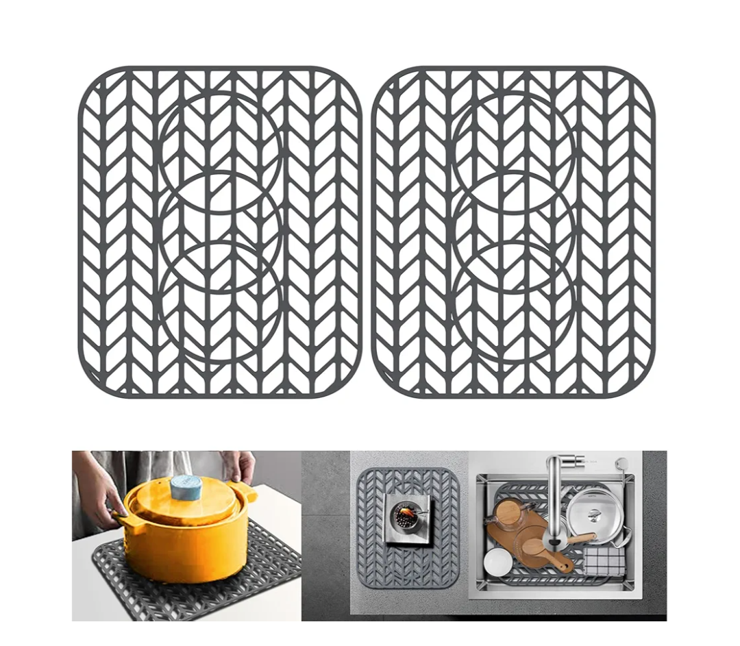 Sink Protectors for Kitchen Sink 12"13"16"18"19"24"26"28"29" Silicone Sink Mat| Silicone Kitchen Sink Mat for Bottom of Farmhouse(13.58"x 11.6"x2 Gray)