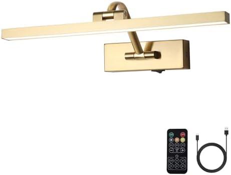 Wireless Picture Lights with Remote and Timer Brass Gallery Lighting Rechargeable Wireless Art Lights 3CCT Dimmable Painting Lights Battery operated wall lights for Portrait artwork display 3W 16"