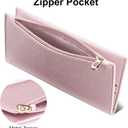 Tipmile Slim Wallet for Women, RFID Blocking Credit Card Holder, Ladies Bifold Wallet with Zipper, Dusty Pink