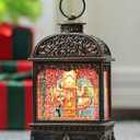 Snow Globe Lights, Santa Sleigh Car Flying Scene, Musical Flashing Water Lights, USB and Battery Powered Christmas Decoration Gifts